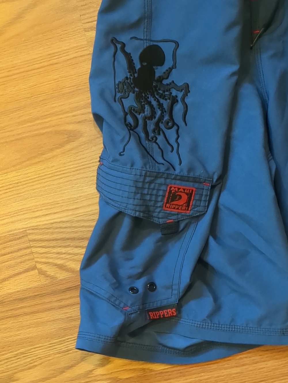 Maui Rippers Octo Tako Hawaiian cargo Board Short Embroiderd Octopus Surf Gear - Picture 3 of 8